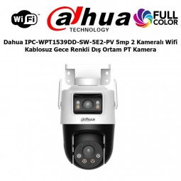 Dahua IPC-WPT1539DD-SW-5E2-PV 5mp 2 Kameralı Wifi Kablosuz Gece Renkli Dış Ortam PT Kamera